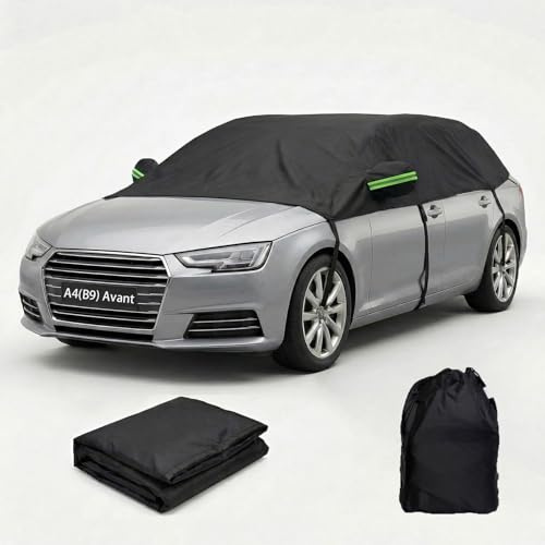 Mezza Telo Copriauto per Audi A4 B9 Avant, 420D Oxford Impermeabile Telo Auto, Copri Auto Protezione per Esterno per Tutte Le Condizioni Protezione Da Sole UV(Nero)