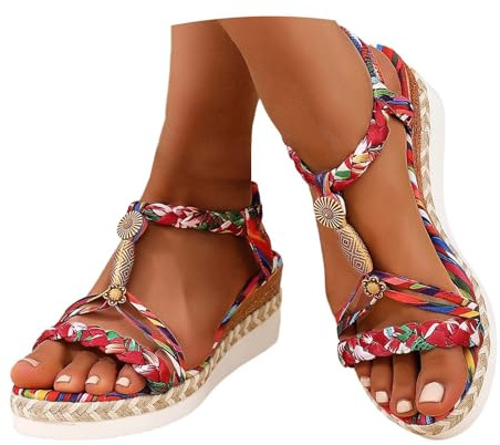 2026 Sandales Compensées Femme: Été Confortable Chaussures Espadrilles Plateforme Confort Chic Sandale Chaussure Femmes Bout Fermé Talon Et Nu-Pieds Sandalette Orthopedique Comfy Semi