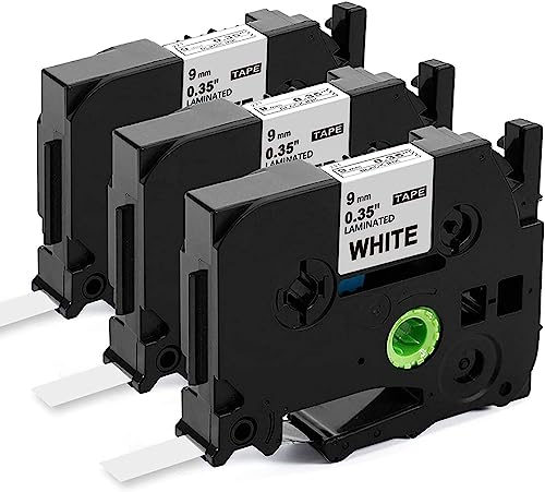 Upwinning kompatibel mit Brother P-touch Bänder 9mm Weiß Tze 221 TZe-221 9mm x 8m, als Ersatz für Brother P touch Schriftband TZ Tape 9mm 0.35 TZe221 für Ptouch H105 H100LB H107B 900 1000 1280, 3 Pack
