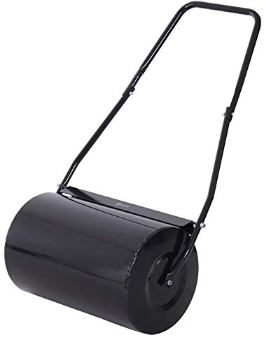 DURHAND Rodillo de Césped de Jardín Apisonadora de Césped de Acero 38L Llena de Agua o Arena Medida de Rodillo Φ50x32cm Asa Desmontable