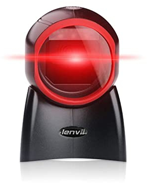 LENVII Omnidirektionaler Freisprech QR Code lesegerät, Desktop Barcode Scanner 1D/2D/QR Code Scanner Kabelgebunden USB Barcodescanner für Windows Mac OS Linux PC