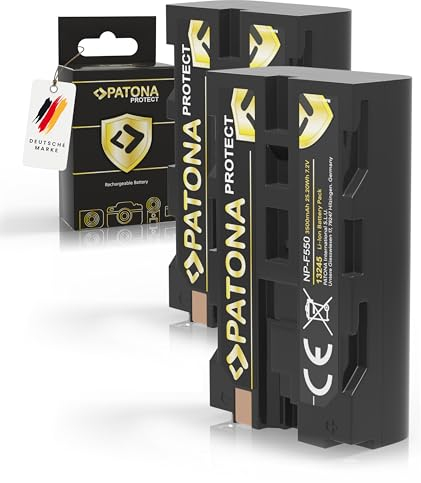 PATONA 2X Protect NP-F550 Akku 3500mAh Ersatzakku kompatibel mit Sony Camcorder, LED Indikatoren Beleuchtung Videoleuchte, Kamera Monitore, Battery NP-F750 NP-F950 NP-F970 NPF550 NP F550