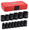 CASOMAN 14 Pieces 1/2-Inch Drive Shallow Impact Socket Set, 6-Point, SAE, 3/8 to 1-1/4