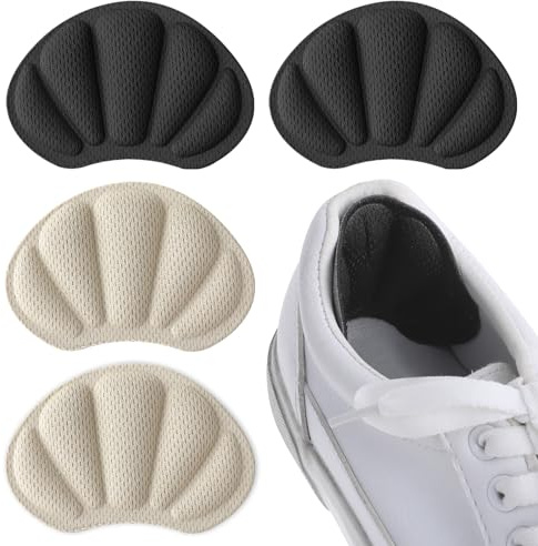 Molain 2 Pair Heel Cushion Pads Reduce Blisters Heel Grips Inserts Comfort High Heel Grip Shoes Liners Men Women Shoe Pads for Shoes Too Big Foot Care Protector (Black+Skin Color)