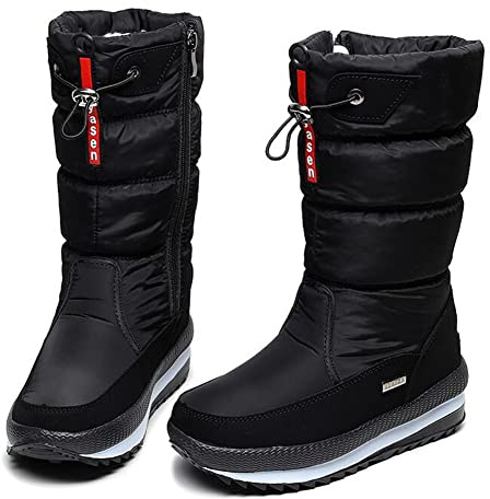 Botas de Nieve para Mujer con Cremallera Botas de Invierno Impermeables y aisladas para Todo Tipo de Clima Construidas para brindar Comodidad,A,36