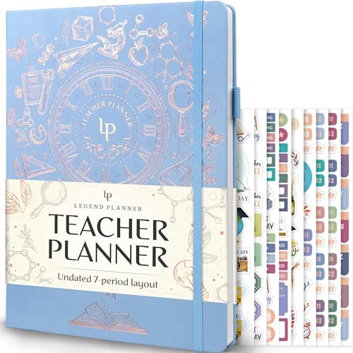 Legend Teacher Planner – Undated Lesson Plan Book for Teachers with Weekly & Monthly Calendars - Classroom Organization & School Year Planner – 21.5 x 28cm Hardcover (Periwinkle)