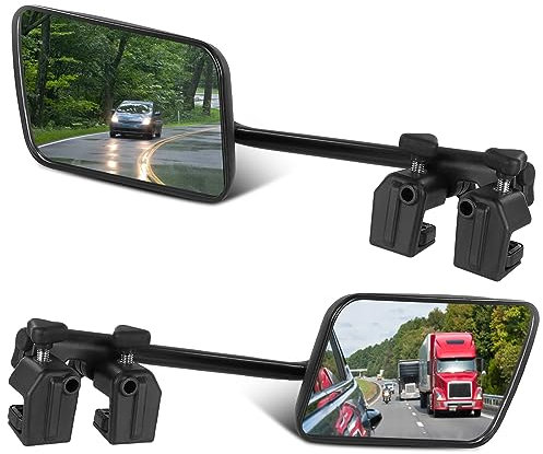 TOPEV Caravan Towing Mirrors - Convex Extension Wind Mirrors with Clamps, for Cars, Trailers, Vans, SUVs, Trucks & Motorhomes - 1 Pair (Left & Right), 430x120x90mm