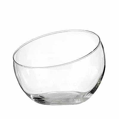 Euro Italia - Ciotola in vetro trasparente con bordo obliquo di. 20 cm altezza 18 cm