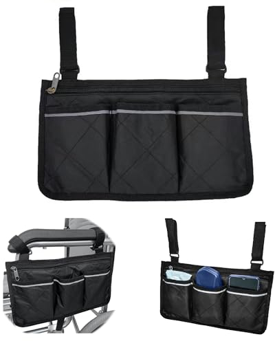 Borsa per Sedia Rotelle Ltsbaed Impermeabile Borsa per Zaino con Sedia A Rotelle con Strisce Riflettenti Borsa Laterale per Sedia Rotelle Adatta Maggior Parte Delle Sedie Rotelle Passeggini Rollator