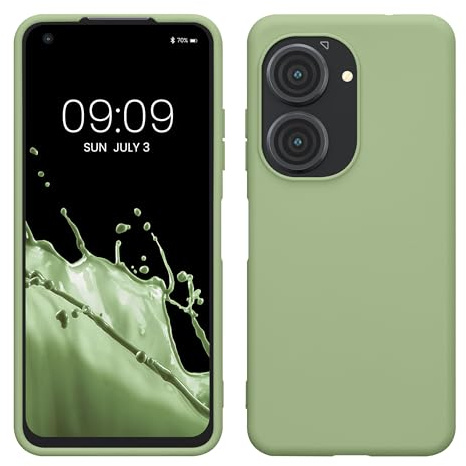 kwmobile Hülle kompatibel mit ASUS Zenfone 10 / Zenfone 9 Hülle - weiches TPU Silikon Case - Cover geeignet für kabelloses Laden - Hellgrün