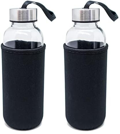 NERTHUS FIH bouteille en verre Étui en néoprène 400 ML Noir (Lot de 2)