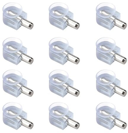 Bodenträger 5mm Kunststoff transparent mit Stahlstift 20 Stück Hochwertige Zinklegierung Regalstifte 5mm Transparente Bodenträger mit Saugnapf für Glas & Holz Universelle Regalhalter für Möbel