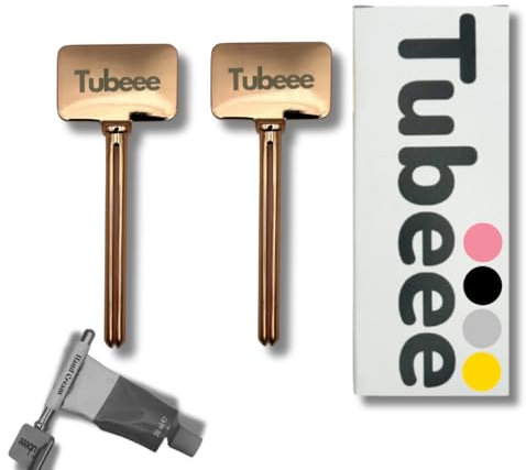 Tubeee, Toothpaste Squeezer, Tube Squeezer, Tube Squeezer Key, Toothpaste Tube Squeezer UK, Squeeze Key, Rolling Toothpaste Squeezer UK, Tube Key, Tube Wringer (Pack of 2) (Rose Gold)