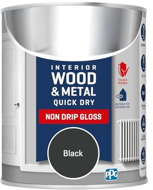 HOCHSTE® Wood & Metal Paint, Quick-Drying Formula, Long-Lasting Protection, DIY Enthusiasts, Furniture, Doors, Cabinets, Railings, Fences, Ideal For Home, Office, Craft Projects, (Black, 750ML)