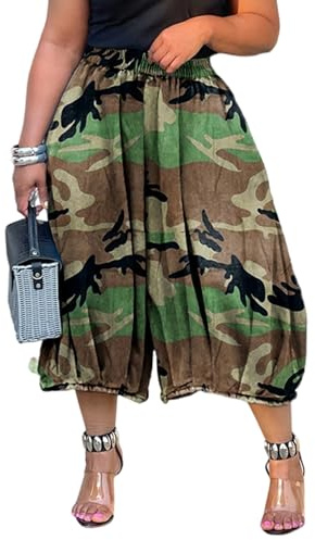 LETSVDO Camo Pants Women Plus Size Baggy Barrel Camouflage Sweatpants Y2k Loose Pleated Balloon Harem Military Hippie Joggers