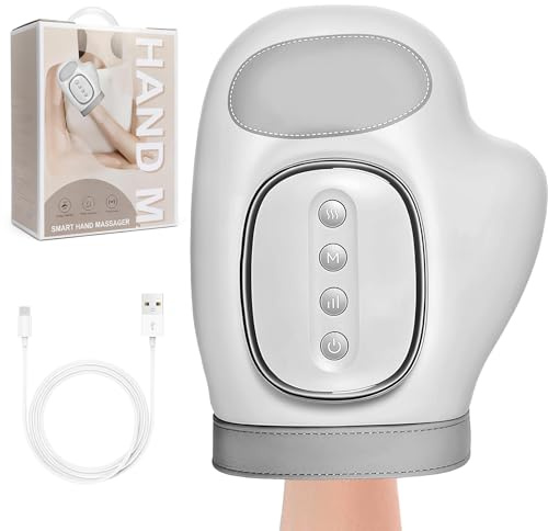 Smart Hand Massager,Portable Hand Massager Air-Bag,with Heat & Compression,3 Modes,4 Temp Settings,5 Intensity Levels,Finger Massager,Carpal Tunnel & Hands Pain Relief