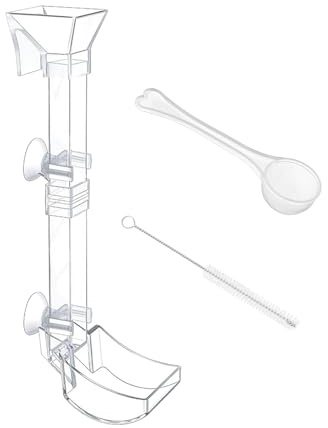 Juego de platos de alimentación de acuario, tubo de alimentación de camarones transparente con cepillo de limpieza, tubo de alimentación de peces con cuenco, suministros de alimentación de pecera para