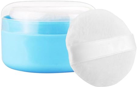 Puderpuder babypuder kit - babypulverfodral, bärbar badrumsdammförvaring, förvaringsbehållare för baddammning med applikator, kompakt kosmetikafodral