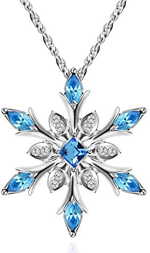 murtoo Sky blau Kette Damen, Schneeflocken Kette, Schneeflocken anhänger, Kette mit Schneeflocke, Kette mädchen, Geschenk für Frauen