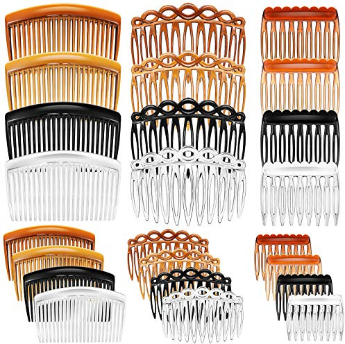 24 Pieces French Hair Side Combs Set Plastic Twist Comb Hair Clip Combs Accessories for Girls Women (9/11 /23 Teeth Side)