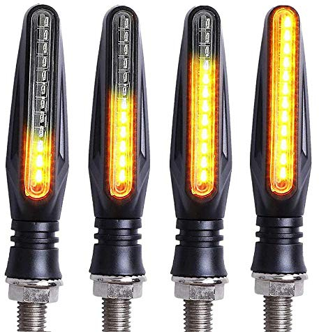 OFZVEO Frecce Moto Led Indicatori di Direzione Moto Universali Frecce 12 LED Ambra，Indicatore di direzione con effetto sequenziale