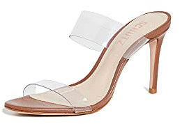 Schutz Women's Blanck PVC Rhinestone Dress Sandal, Wood, 6 UK