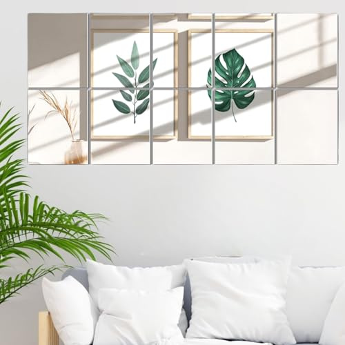 COUXILY 15 x 23 cm rektangel självhäftande flexibel spegel HD ramlös spegel kakel spegel väggklistermärke för hem sovrum (fin malning, 10 stycken)
