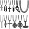Diamday 12 Stück Wikinger Halsketten Set - Thor Hammer Mjolnir Amulett Anhänger Halskette mit Speerspitze Pfeilspitze Kreuz Rabe Talisman Punk Nordisch Wikinger Schmuck Herren Schwarz