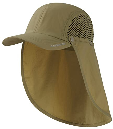 Bassdash UPF 50 + Cappello da Pesca Pieghevole Cappello da Baseball cap con Collo Rimovibile Flap Portatile per Uomini Donne Golf Escursionismo