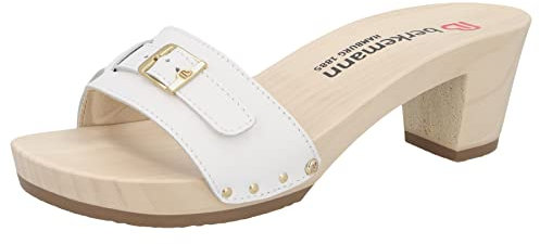 Berkemann Damen Holz Pantolette Leder medium Fußbett: Nicht herausnehmbar 7,0 weiß Kalbsleder