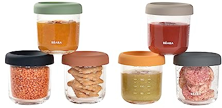 BÉABA - Aufbewahrungsbehälter für Babynahrung - 6er Pack - Skalierung - Temperaturbeständig - Aufbewahrungsbehälter für Babys und Kleinkinder - 250ML - Sunrise