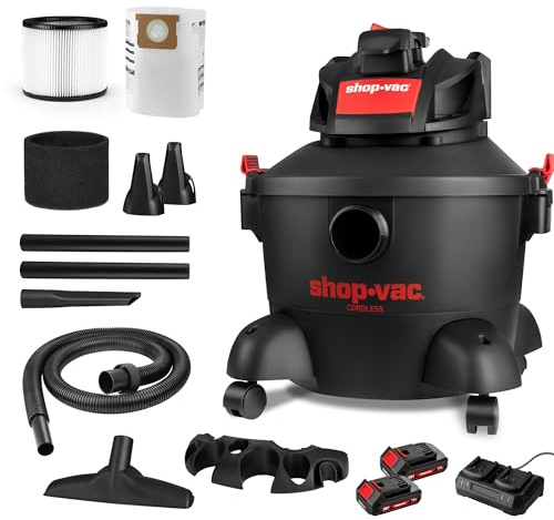 Shop-Vac 5430030 6 Gallon Cordless Wet/Dry Vac, 8.0 Peak Kpa, 1.5 Inch Diameter x 7 Foot Hose, Portable Design for Easy Cleanup in Home, Garage, and Vehicle