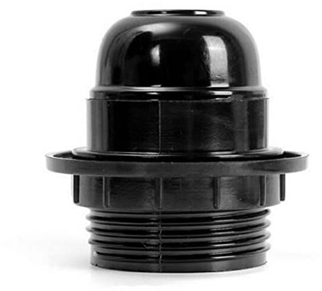 E27 Bulb Holder Edison Screw ES E27 Lamp Holder Practical Lamp Pendant Holder - Plastic Lampshade Ring Adapter(Black)