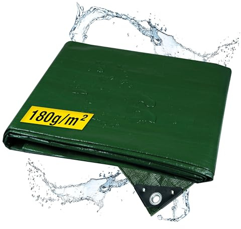 horizont Holzabdeckplane 180g/m² 2x10m robuste Holzplane, wasserdicht mit reißfesten Ösen, Gewebeplane aus hochwertigem PE-Gewebe - Ideal als Abdeckplane für Holzstapel und Brennholz, grün