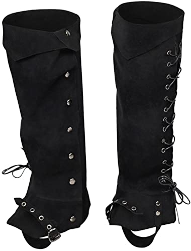 Flyhug Pirate Stiefelstulpen Vintage Mittelalterliche Stiefelüberzieher Herren Wikinger Beinwickel Kunstleder Mittelalter Stiefel Gamaschen Steampunk Stiefelüberzug Für Halloween/Karneval/Cosplay