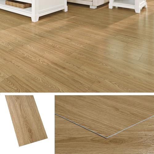 Livelynine Suelo Vinilo Autoadhesivo Efecto Madera Roble Natural Vinilo Suelo Baño Impermeable Baldosas Adhesivas Suelo Cocina 90x15CM Vinilo Adhesivo Suelo Madera Suelo Laminado Adhesivo, 18 Piezas