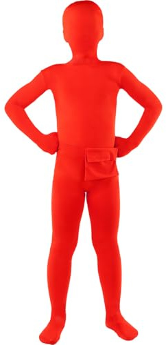 Funidelia Déguisement Seconde Peau rouge pour garçon et fille, Inclut : Combinaison complète et sac banane, Taille 10-12 ans - Costume pour enfants pour fêtes, Carnaval et Halloween