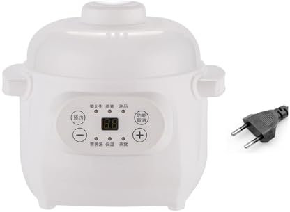 Natudeco Olla de cocción lenta eléctrica 1 L, con revestimiento cerámico, con tapa, cazuela de cerámica para cocinar, gachas de arroz, sopa