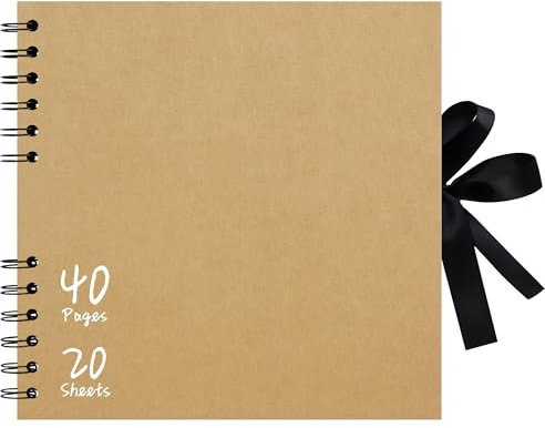 Vienrose Album Fotografico 20,5x20,5 cm, Album Scrapbooking DIY con 40 Pagine Carta Kraft Nera, Album Foto Fai da Te per Matrimonio, Bambino, Famiglia, Album Fotografico Personalizzabile, Cachi