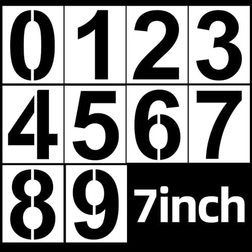 10 Stück Zahlen Schablonen, Wiederverwendbare Kunststoff Zahlenschablonen, Großen Zahlenschablonen (0–9), Zahlen-Malvorlagen, für Adressen, Briefkästen, Hausnummern, Malerarbeiten