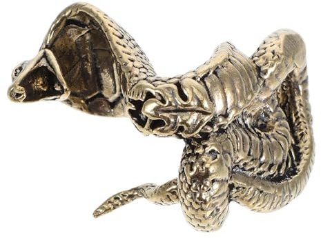 Milisten Statuetta Di Serpente in Ottone Ornamento Da Tavolo Cinese Forma Di Serpente Dorato Decorazione Per Scrivania in Miniatura Statua Retrò Per Casa e Ufficio