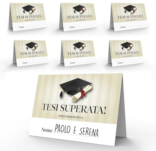 Segnaposto Laurea Personalizzabili - Regalo Festa Laureati Elegante - Kit 40 Pezzi Gadget Laurea - Cartoncini A6 Premium 350gr - Decorazioni Tavolo Dottore