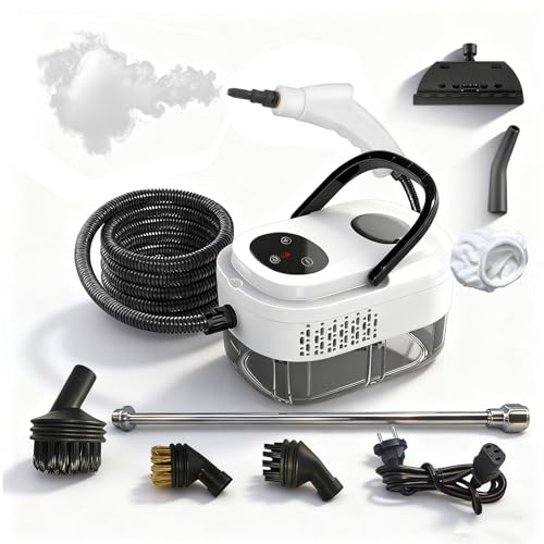Anmrora Limpiador a Vapor con 5 Cabezales, 1100ml Vaporeta Limpieza Hogar Potente 2500W, 6 Velocidades, Portátil Máquina de Limpieza a Vapor Presurizada de Alta Temperatu para Cocina, Baño, Coches