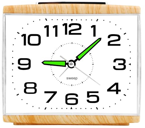 Ayybboo Wecker Analog Ohne Ticken,Seniorenwecker mit Schlummerfunktion,Nachtlicht,Lauter Alarm,Großes Zifferblatt Quarzwecker,Wecker Schlafzimmer（Holzfarben）