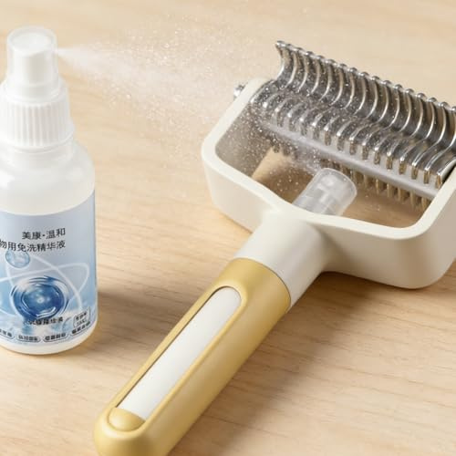 Premium Pet Grooming Brush - One-Button Anti-Pilling Spray-Infused Comb | Dog Cat Shedding & Tangles Remover Tool for Gentle Grooming