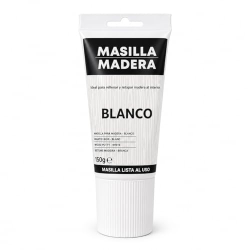 LIVÉ Masilla Madera Blanca 150 g, Masilla Reparadora para Muebles, Armarios, Puertas y Mesas, Lista al Uso, Rellenadora de Agujeros, Grietas, Arañazos y Marcas de Clavos, Color Blanco
