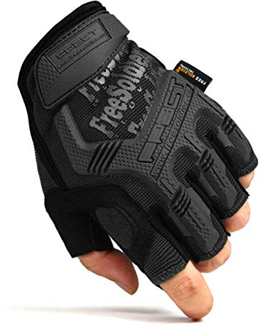 FREE SOLDIER Gants de Moto Gants de Scooter Tactique Unisex idéaux pour Auto Moto,Vélo, Motocross, Combat, d'escalade,Randonnée et Protection des Autres Activités en Plein(M, Demi Doigts/Noir)