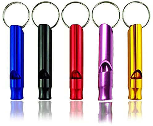 Amasawa 5 Piccoli Fischietti Arrampicata All'aperto Camping Rock Climbing Fischio di Alluminio, Risparmio di Vita Arbitro Portachiavi Pendente Piccolo Regalo Decorazione(Colori Casuali)