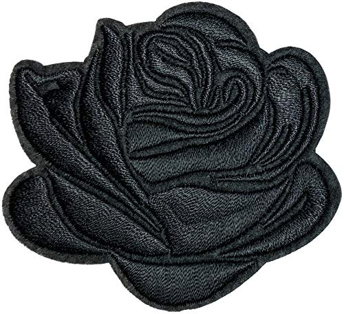 Écusson Rose Noire Fleur Patch Thermocollant 6,6x7cm