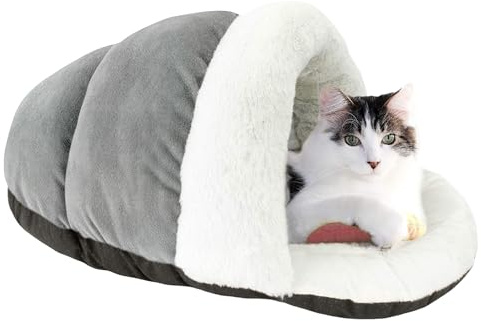 ASPCA - Cat Cave Bed for Indoor Cats Cozy Warm Felt House Dome for Cats & Kittens Soft, Warm & Plush Cave Bed with Removable Cushion Enclosed Pet Hideout Comfort Security 23' x 17 x 6
